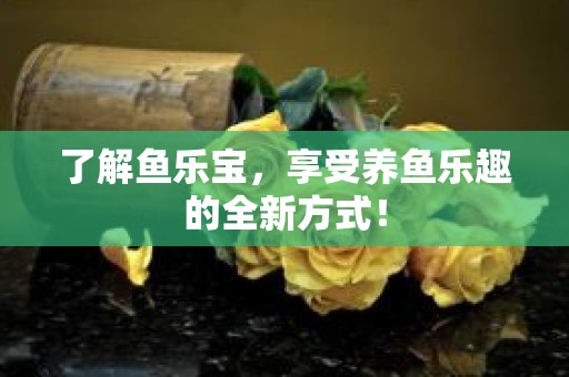 了解鱼乐宝，享受养鱼乐趣的全新方式！