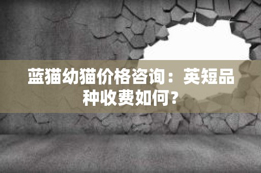 蓝猫幼猫价格咨询：英短品种收费如何？