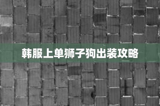 韩服上单狮子狗出装攻略