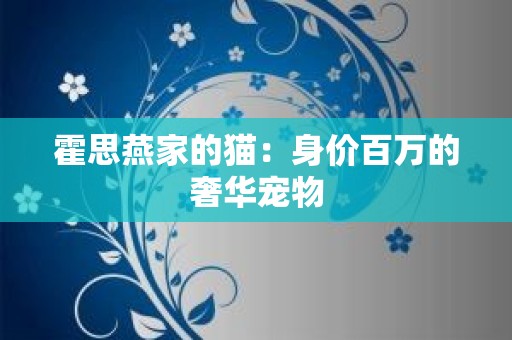 霍思燕家的猫：身价百万的奢华宠物