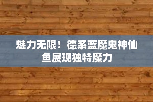 魅力无限！德系蓝魔鬼神仙鱼展现独特魔力
