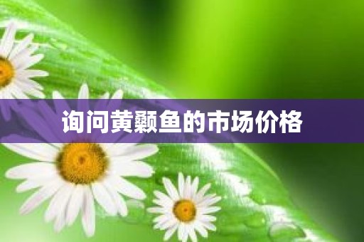 询问黄颡鱼的市场价格