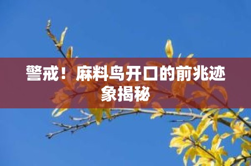 警戒！麻料鸟开口的前兆迹象揭秘