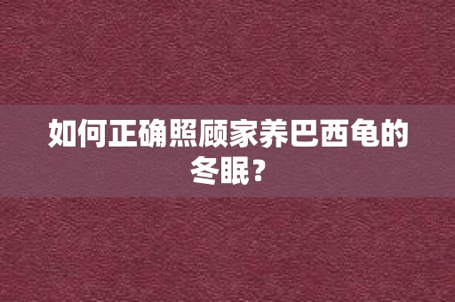 如何正确照顾家养巴西龟的冬眠？