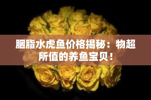 胭脂水虎鱼价格揭秘：物超所值的养鱼宝贝！