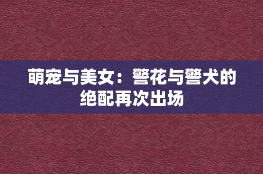 萌宠与美女：警花与警犬的绝配再次出场