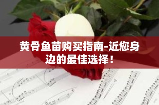 黄骨鱼苗购买指南-近您身边的最佳选择！