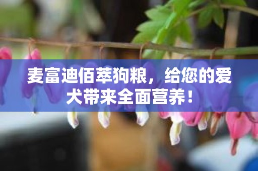 麦富迪佰萃狗粮，给您的爱犬带来全面营养！