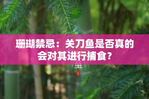 珊瑚禁忌：关刀鱼是否真的会对其进行捕食？