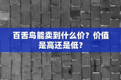 百舌鸟能卖到什么价？价值是高还是低？