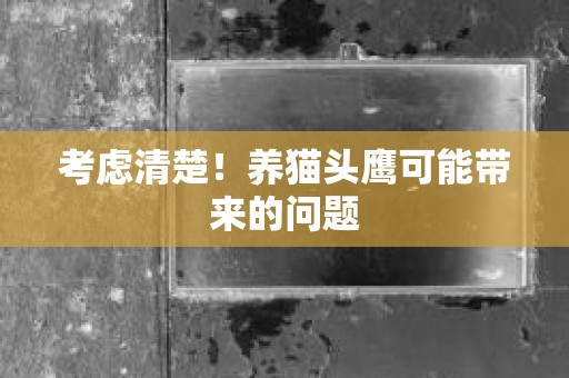 考虑清楚！养猫头鹰可能带来的问题