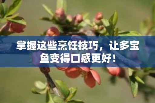 掌握这些烹饪技巧，让多宝鱼变得口感更好！