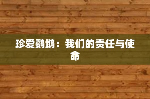 珍爱鹦鹉：我们的责任与使命