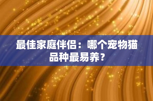 最佳家庭伴侣：哪个宠物猫品种最易养？