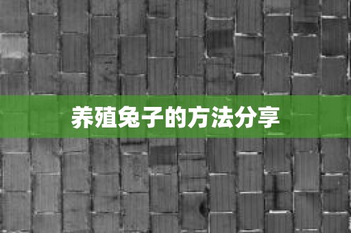 养殖兔子的方法分享