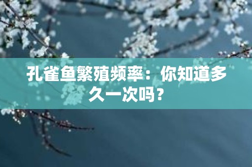 孔雀鱼繁殖频率：你知道多久一次吗？