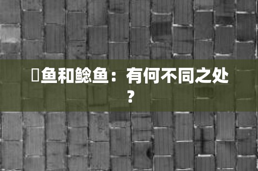 鮰鱼和鲶鱼：有何不同之处？