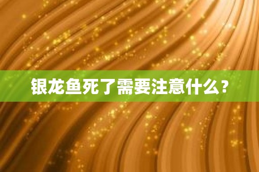 银龙鱼死了需要注意什么？