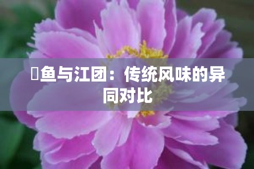 鮰鱼与江团：传统风味的异同对比