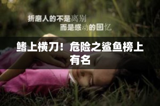 鳍上横刀！危险之鲨鱼榜上有名