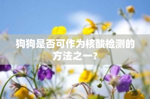 狗狗是否可作为核酸检测的方法之一？