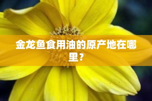 金龙鱼食用油的原产地在哪里？