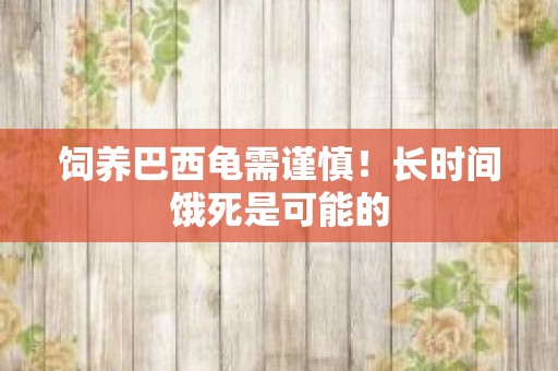 饲养巴西龟需谨慎！长时间饿死是可能的