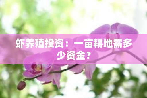 虾养殖投资：一亩耕地需多少资金？