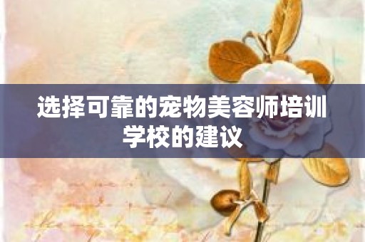 选择可靠的宠物美容师培训学校的建议