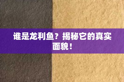 谁是龙利鱼？揭秘它的真实面貌！