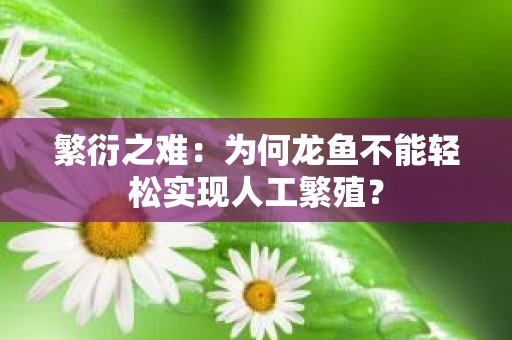 繁衍之难：为何龙鱼不能轻松实现人工繁殖？