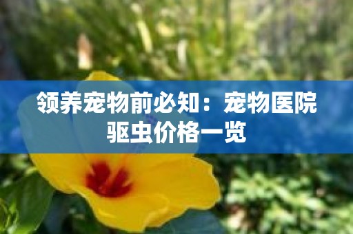 领养宠物前必知：宠物医院驱虫价格一览
