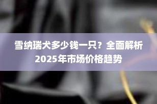 雪纳瑞犬多少钱一只？全面解析2025年市场价格趋势