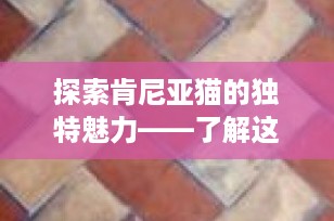 探索肯尼亚猫的独特魅力——了解这一中型珍稀宠物的档次与特点