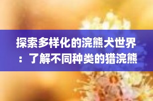 探索多样化的浣熊犬世界：了解不同种类的猎浣熊犬