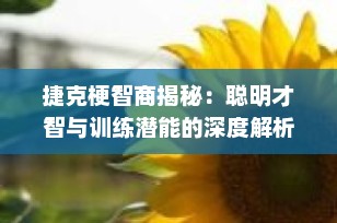 捷克梗智商揭秘：聪明才智与训练潜能的深度解析
