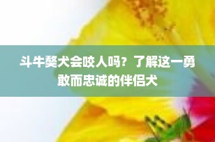 斗牛獒犬会咬人吗？了解这一勇敢而忠诚的伴侣犬