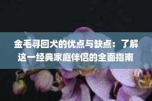 金毛寻回犬的优点与缺点：了解这一经典家庭伴侣的全面指南