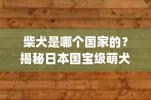 柴犬是哪个国家的？揭秘日本国宝级萌犬的起源与魅力